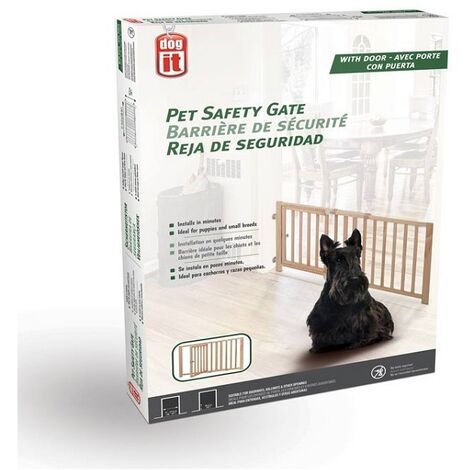 Relaxdays Barrera Seguridad Perro, Valla Protección Escalera, Plegable,  hasta 118cm Extensión, Reja 82,5cm Alto, Marrón