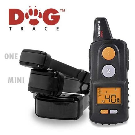 Dogtrace Collier d'entraînement professionnel Pro 2000, adapté à toutes les races, longue portée 2 km, poignée et collier submersibles, vibrations et chocs sonores, longue durée de vie de la batterie.