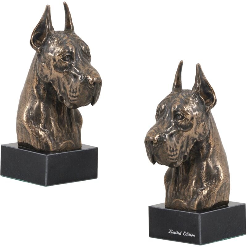 Dogue Allemand I - statuette de chien, buste sur socle en pierre, sculpture, trophée pour une exposition canine par Art-Dog