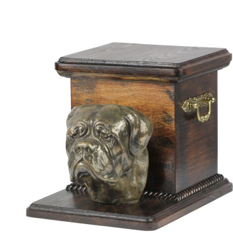Dogue de Bordeaux, mastino francese - un'urna per le ceneri del cane con una statuetta, un'urna elegante per un cane, un'urna unica con un busto di un cane di Art-Dog
