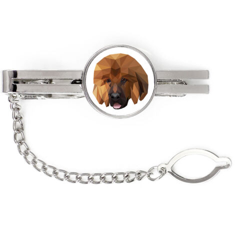 Dogue du Tibet, Chien tibétain - pince à cravate géométrique avec photo et inscription Art-Dog