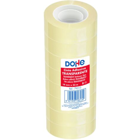DOHE - Nastro adesivo trasparente (8 pz.) - 1,9 cm x 33 m, Sigillo per imballare scatole, spedizioni o traslochi, potente adesivo da 45 micron - Forniture per ufficio