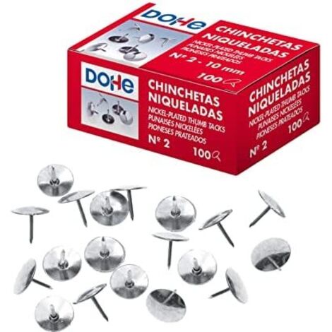 Dohe Pack de 100 Chinchetas Niqueladas Nº2
Características:
-Chinchetas niqueladas del nº2
-Fabricadas con materiales de gran resistencia y calidad.