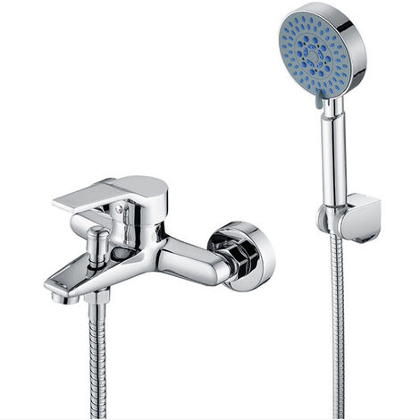 DOHLONEK Ensemble de douche pour baignoire classique avec pommeau de douche à 3 fonctions, robinet de baignoire en chrome, système de douche pour baignoire et salle de bain