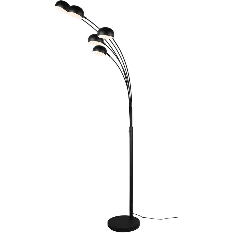 Doigt Lampadaire Arc Noir Avec 5 Diffuseurs H. 200Cm