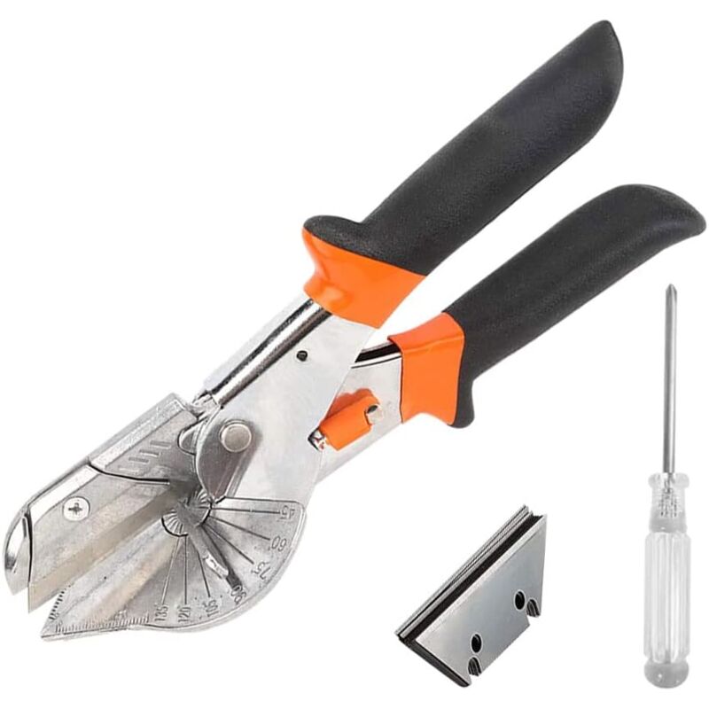12 Pièces Cisaille à Onglet d'angle, 45° -135°Coupe Multi Angles Cisaille à onglet, avec 10 lames de rechange et 1 tournevis, pour Couper des Tuyaux