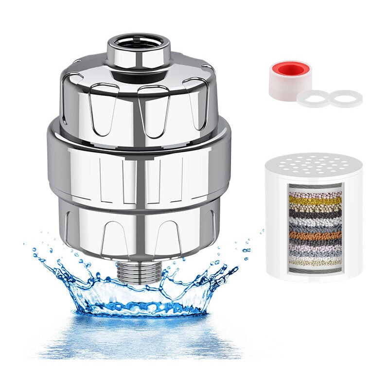 15 Étapes Filtre Douche Anti Calcaire, Filtre de Douche avec Vitamine c pour l'eau dure, Filtre Pommeau Douche, Filtre à Eau Douche avec 2