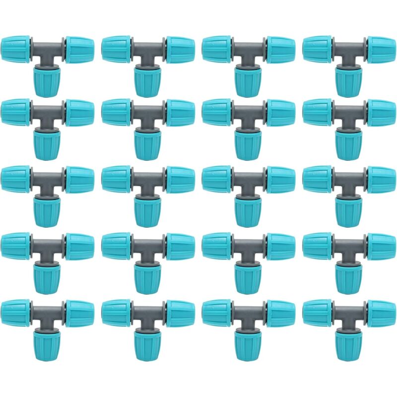20 Pièces Raccords de Tuyau en t, 16mm Raccords de Tuyau Barbelé de Verrouillage Connecteur Adaptateur 3 Voies Joints de Tuyau pour Jardin Cour