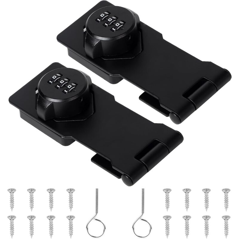 DOLASO 2X Loquet Porte con Serrure à Mot de Passe Cadenas et Loquets Exterieur Verrou Porte Interieure Moraillons de Verrouillage Inox Loquet Serrure