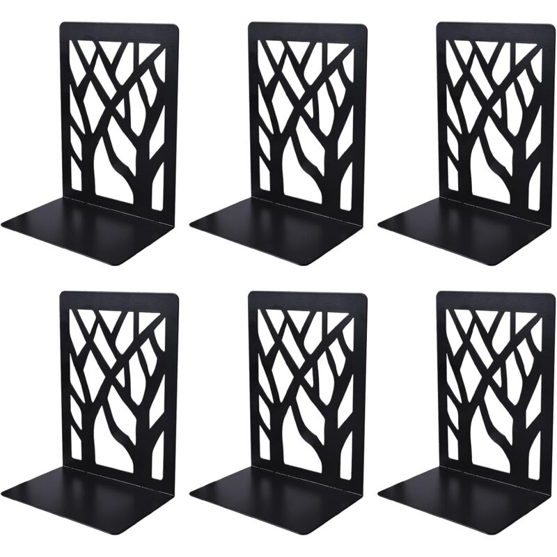 3 Paires/6 Pcs Serre-Livres en Métal, Serre Livres pour Étagères, Cale Livre Metal, Bookend Supports, pour Bureau, Ecole, Maison, Librairie,
