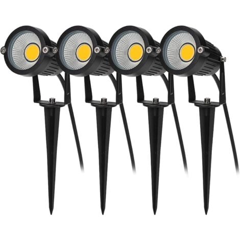DOLASO 4 Stück COB-Außenbeleuchtung, 5 W, 220 V, IP65, wasserdicht, LED, verstellbar, Spot-Flutlicht, Gartenlampe, Beleuchtung für Wege, Pflanzen, Balkon, Terrasse, Rasen, Warmweiß
