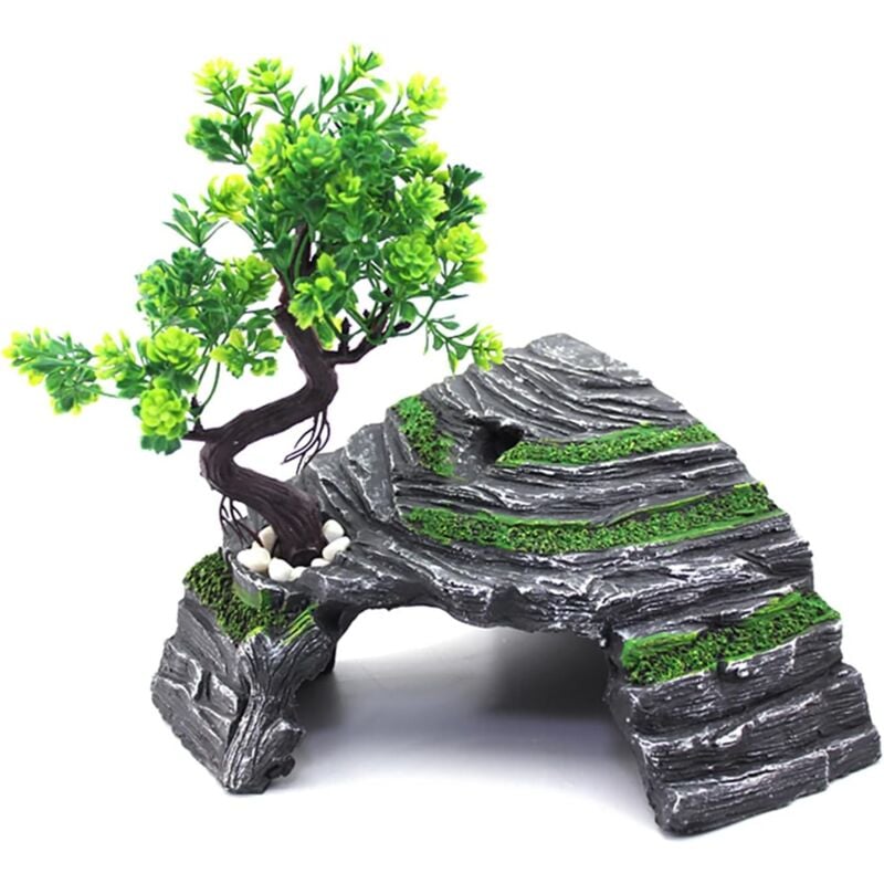 DOLASO - Abri pour reptiles - Terrarium - Cachette - Rampe pour tortue - Plateforme - Décoration d'habitat - Humidificateur - Cachette en résine