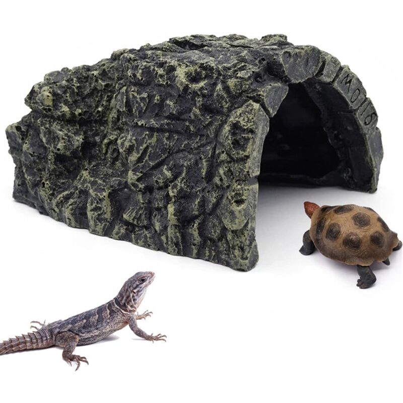 Cachette pour reptiles, virole d'aquarium, tortue, reptiles, cachette solaire, Habitat Décoration pour lézards, tortues (grand) - Dolaso