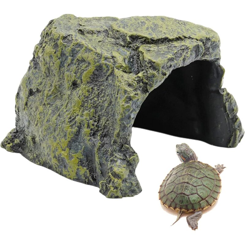 Grande Cachette pour Reptile Résine Abri pour Reptiles Tortue Cachette Abri Reptile Habitat DéCoration Aquarium Terrarium DéCoration pour Tortue