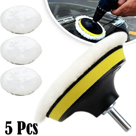 Dolaso – Kit de polissage 5 pièces 150mm – Tampons en laine épaisse pour polissage voiture – Adaptateur M14 – Finition lisse et brillante