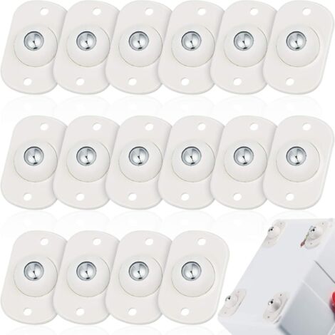 DOLASO Lot de 16 roulettes auto-adhésives pour appareils électroménagers, roulettes pivotantes à 360 °, roulettes universelles pour petites cuisines (blanc avec 1 style à bille en acier)