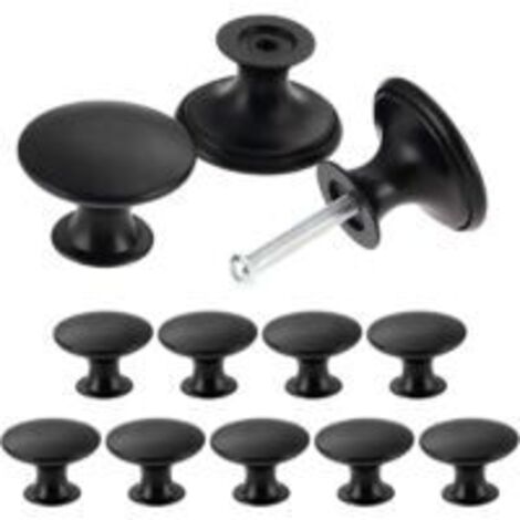 DOLASO Lot de 24 boutons de porte vintage, poignées de meubles de cuisine anciennes, boutons ronds, 30 mm, noirs