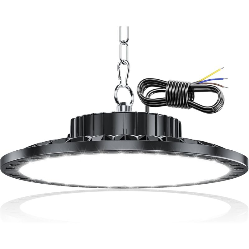 Projecteur led Industriel 100W 1 Pièces, 10000LM ufo Éclairage de Plafond led, IP65 Étanche Lampe Atelier, 7000K Blanc Froid Plafonnier led pour