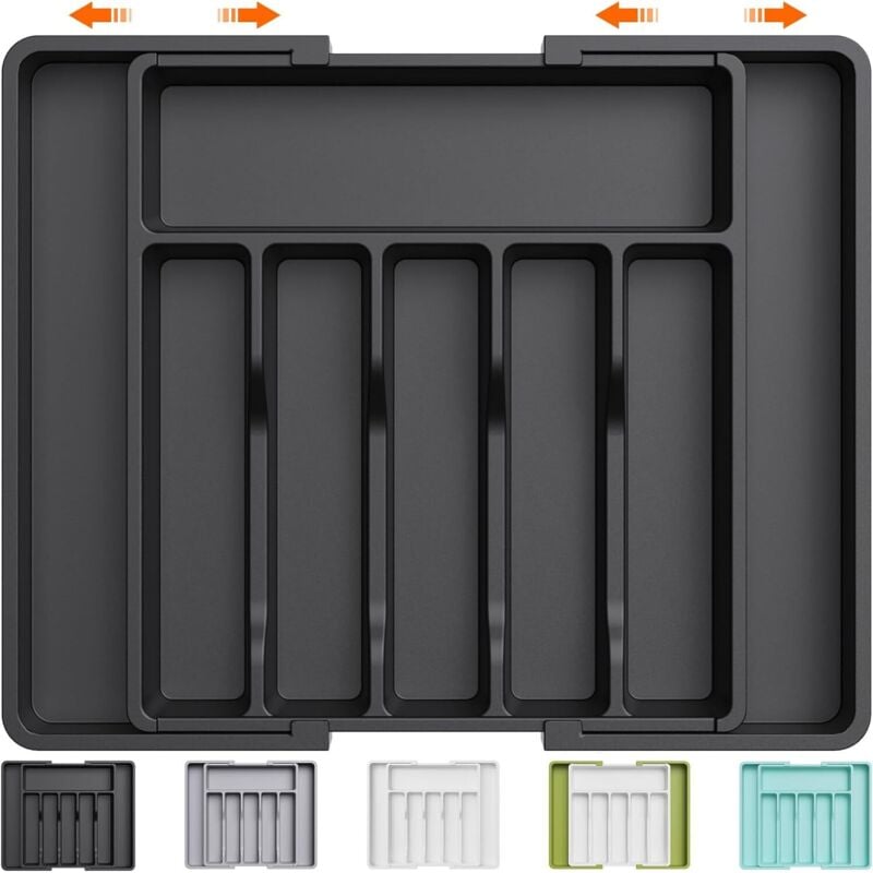 DOLASO Range Couverts, Plateau d'Ustensiles Extensible pour Tiroir, Organisateur de Tiroir Réglable pour la Cuisine, Rangement Compact en Plastique
