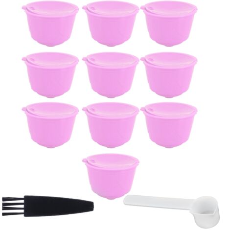 DOLCE GUSTO Wiederverwendbares Kaffeekapsel-Set – 10 Kapseln, 1 Löffel, 1 Pinsel (Lila)