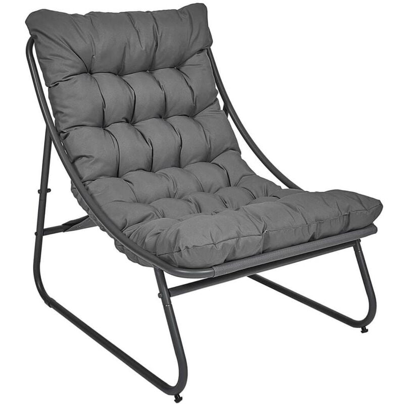 Altobuy - dolci - Fauteuil de Jardin en Métal et Textilène Gris avec Coussin