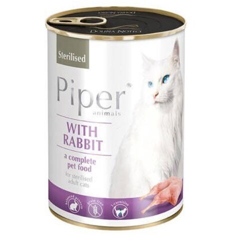 DOLINA NOTECI Piper CONIGLIO cibo umido per gatti sterilizzati 24x400g