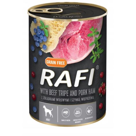 DOLINA NOTECI Rafi Rindermägen mit Schinken, Blaubeere Nassfutter für Hunde 400g