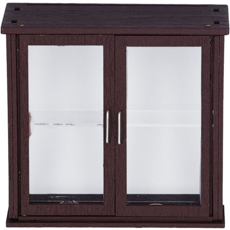 Doll House Miniature Display Cabinet Cake Cabinet Doll House Miniature Display Counter Model for Living Room Kitchen Coffee Color