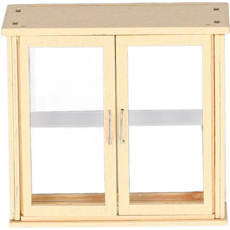 Doll House Miniature Display Cabinet Cake Cabinet Doll House Miniature Display Counter Model for Living Room Kitchen Wood Color