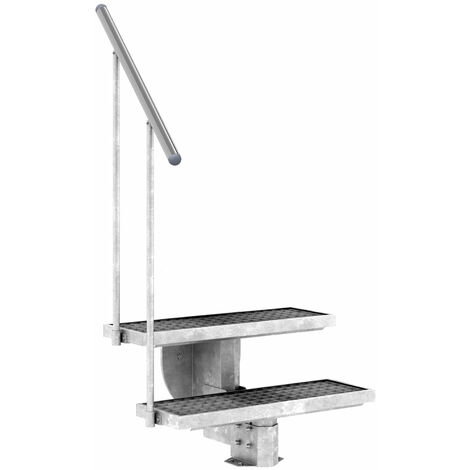 Dolle Außentreppe Gardenstep 80cm breit 2 Stufen Gitterrost 37-45cm Steigungshöhe mit Geländer