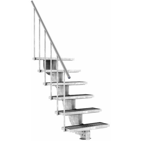 Dolle Außentreppe Gardenstep 80cm breit 6 Stufen Gitterrost 111-135cm Steigungshöhe mit Geländer
