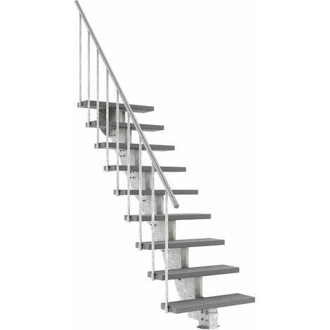 Dolle Außentreppe Gardenstep 80cm breit 9 Stufen Trimax grau 166,5-202,5cm Steigungshöhe mit Geländer