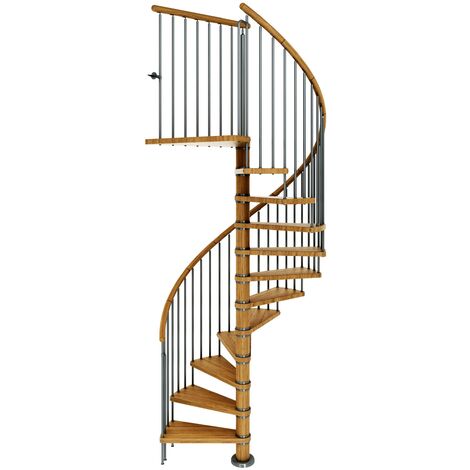Dolle Spindeltreppe Winnipeg 266,5-292,5cm Geschosshöhe 12 Stufen Ø120cm Eiche geölt
