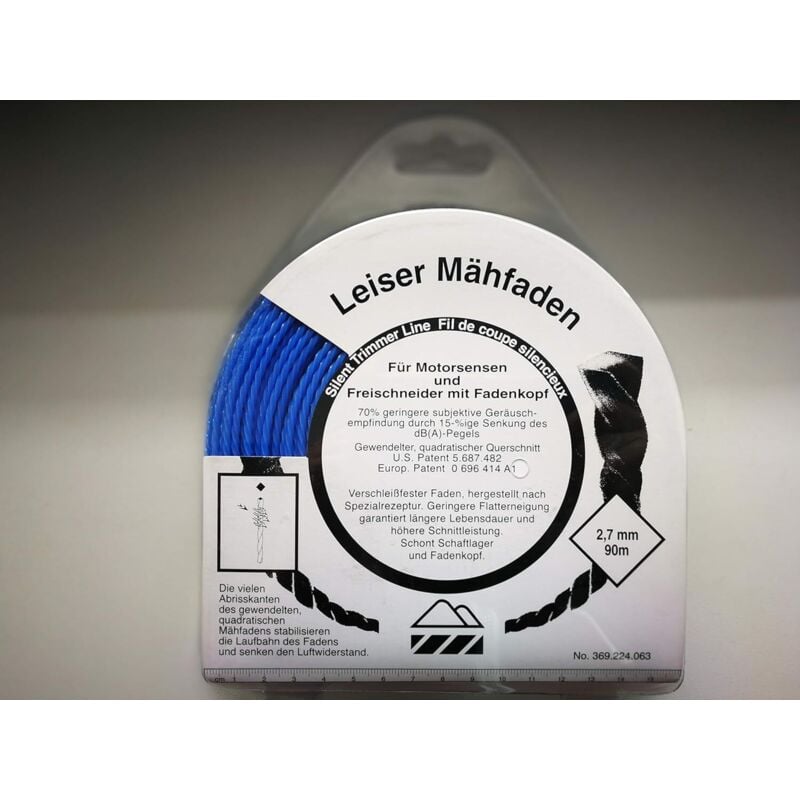 369224063 Coupe-bordure en fil de nylon spiralé bleu 2,7 mm x 90 m - Makita