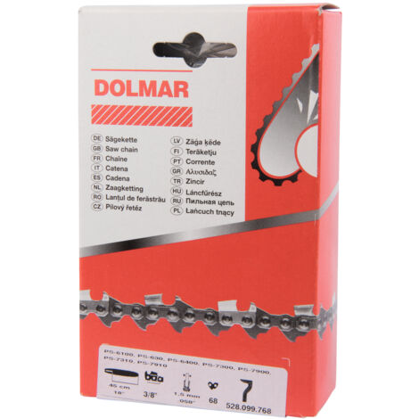 Dolmar – Chaîne pour tronçonneuse 528099768 S-70 18' / 45 cm – 68 maillons 3/8' – Performance optimale pour bois dur