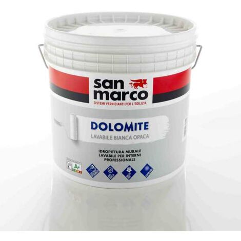 Dolomite idropittura lavabile bianco opaco coprente conf. 4 lt
