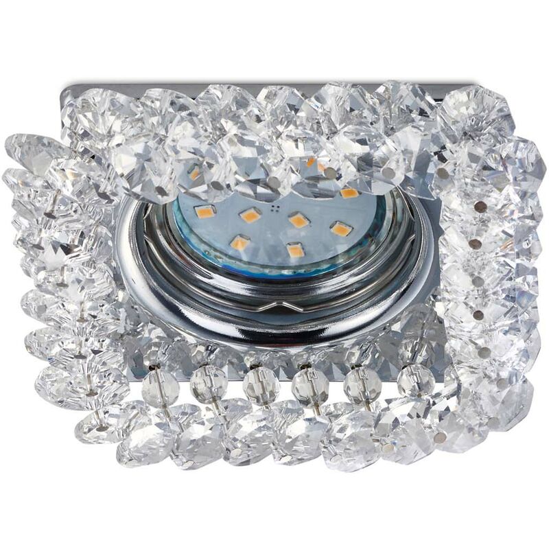 Dolomite Spot Encastrable en Cristal Carré Décoré L. 10X10Cm