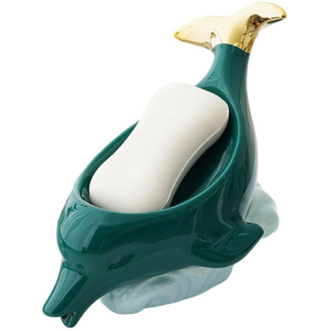 Dolphin Ceramic Soap Box Drain Soap Dish Box Bathroom Supplies Home Decoration Accessories Drain Soap Holder