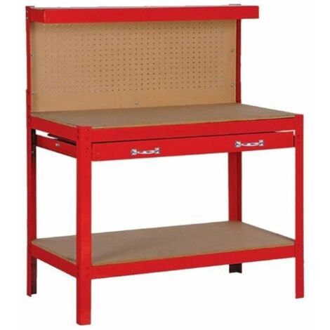 Domac ETAB100 établi de bricolage rouge robuste et moderne