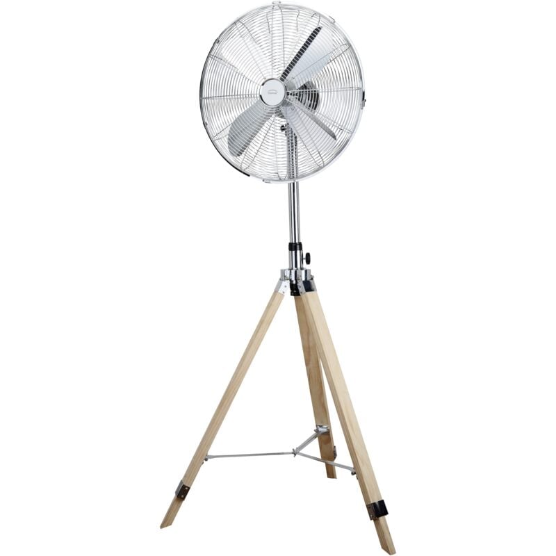 Domair - Ventilateur sur pied Bali 50W 4 vitesses D40cm Bois Chromé