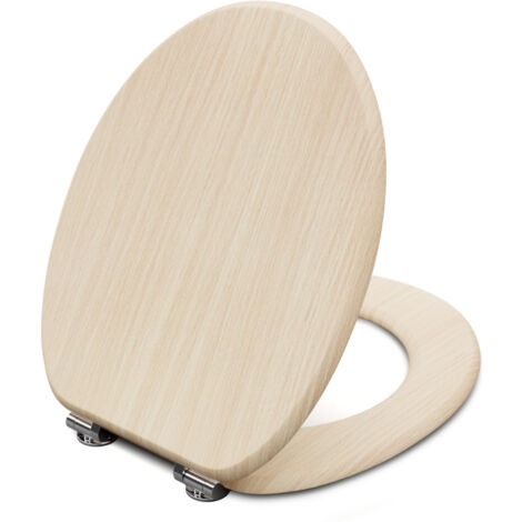 BLUMFELDT Dombach Abattant WC avec Frein de Chute Siège de Toilette Cuvette Toilette en Bois Antibactérienne Abattant WC Bois Forme Ovale Antidérapante Installation Facile Lunette WC qui Supporte 150 kg Chêne