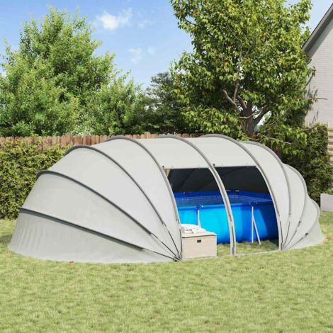 Dôme de tente de piscine-Abri de piscine Gris 538 x 440 x 204 cm