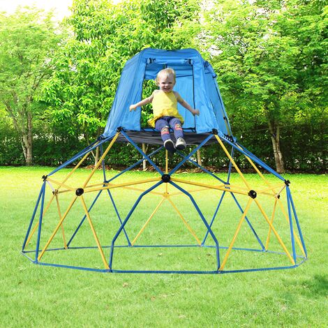Dome d'escalade de 3 m avec tente supérieure, cadre d'escalade pour enfants, grimpeur en forme de dome antidérapant pour jardin jusqu'à 375 kg