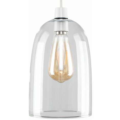 main image of "Dome Shaped Glass Ceiling Pendant Light Shade + 4W LED Filament Bulb - No Bulb"