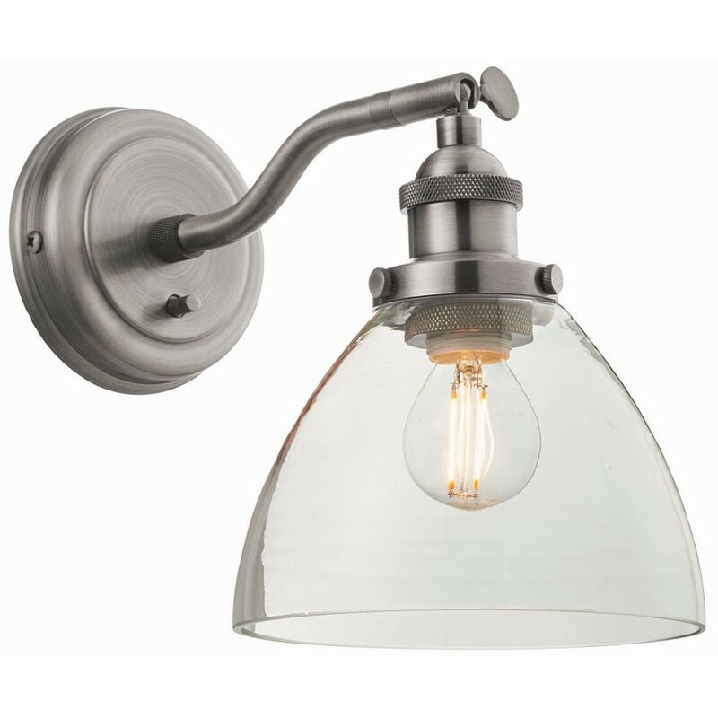 Endon - Dome Wall Lamp Brushed Silver Paint, Clear Glass