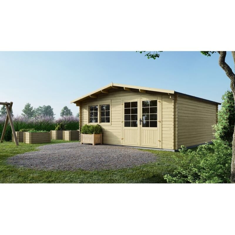 Altanka - Abri de jardin en bois - 25m2 - 5x5m - Ep. 34mm - Couleur: naturel