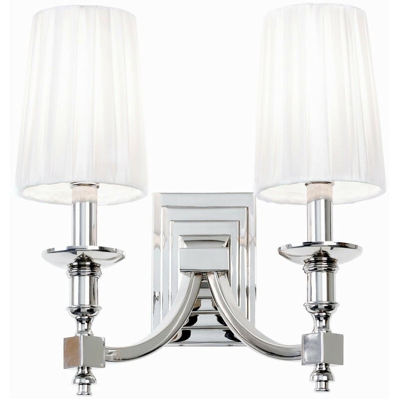 Endon Lighting - Endon Domina - Indoor Candle Wall Lamp Nickel with White Pleated Shades, E14