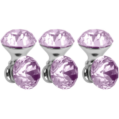 Domino Elegante Crystal A Möbelknopf 30mm in Chrom & Rosa  6 Stück
