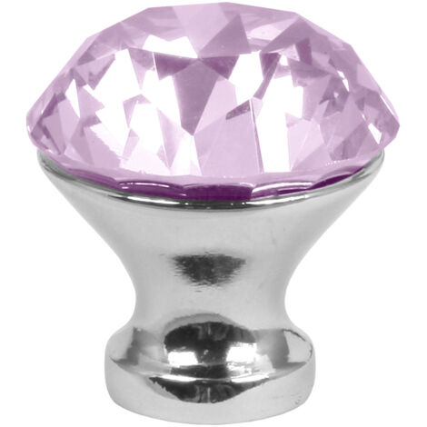 Domino Elegante Crystal A Möbelknopf 30mm in Chrom & Rosa 