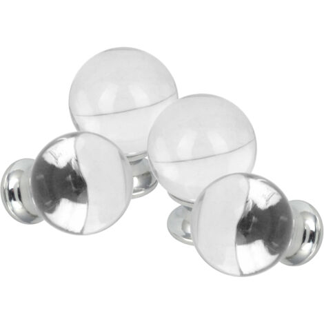 Domino Elegante Crystal D Möbelknopf 30mm in Chrom & Weiß  4 Stück